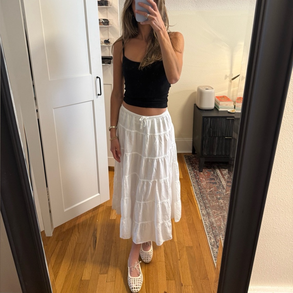 Aritzia Wilfred Bouquet Linen Maxi Skirt - white